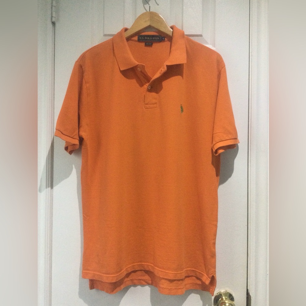 U.S. Polo Assn. Orange Polo Shirt with Green Logo